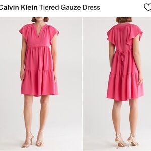 Calvin Klein Pink Tiered Mini Sundress